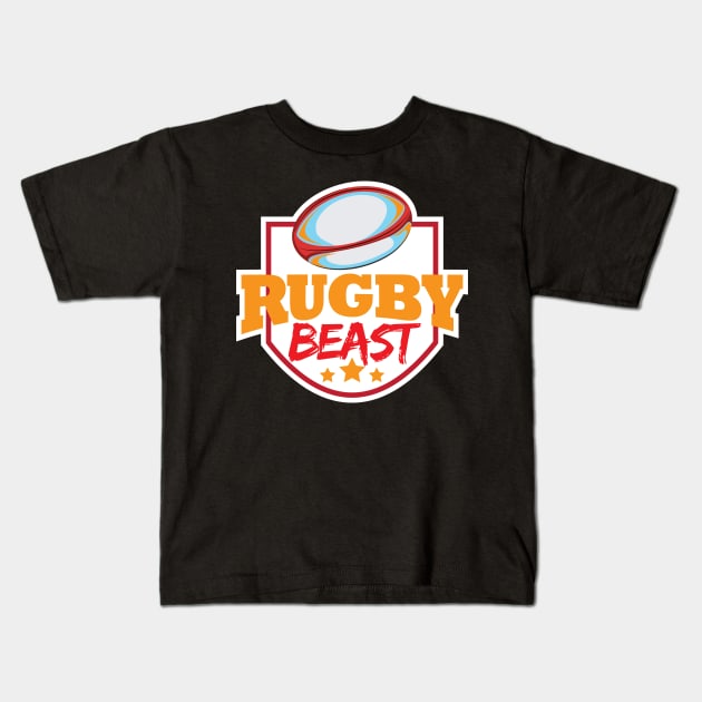 Rugby Player Kids T-Shirt by maxcode